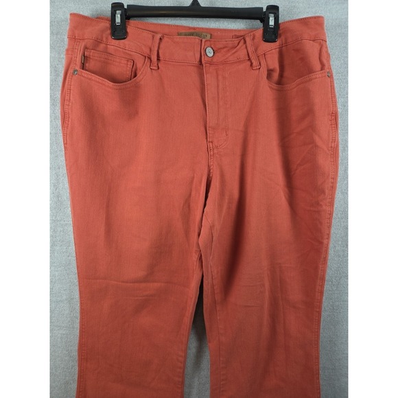 JUDY BLUE Jeans 18W Garment Dyed Rust Orange Flare Bootcut Stretch Comfort - Picture 3 of 11